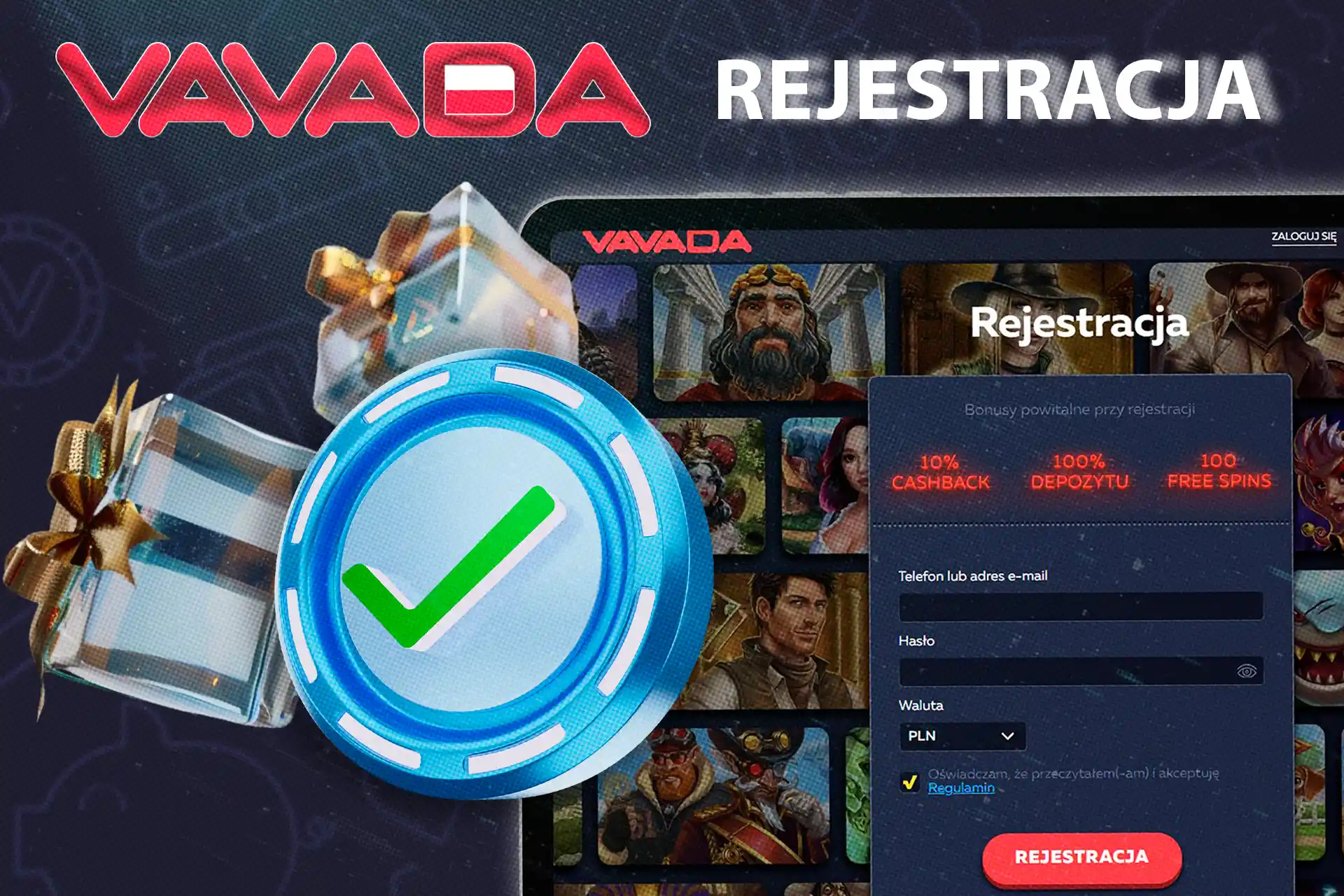 Zarejestruj się w kasynie i użyj kodu promocyjnego